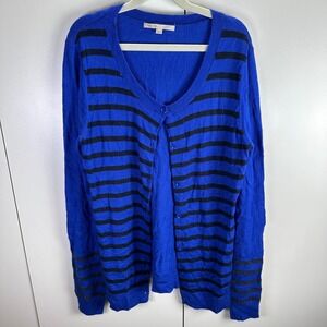 Gap Womens S Blue‎ Black Striped Sequin Long Sleeve V Neck Cardigan Y2K Preppy